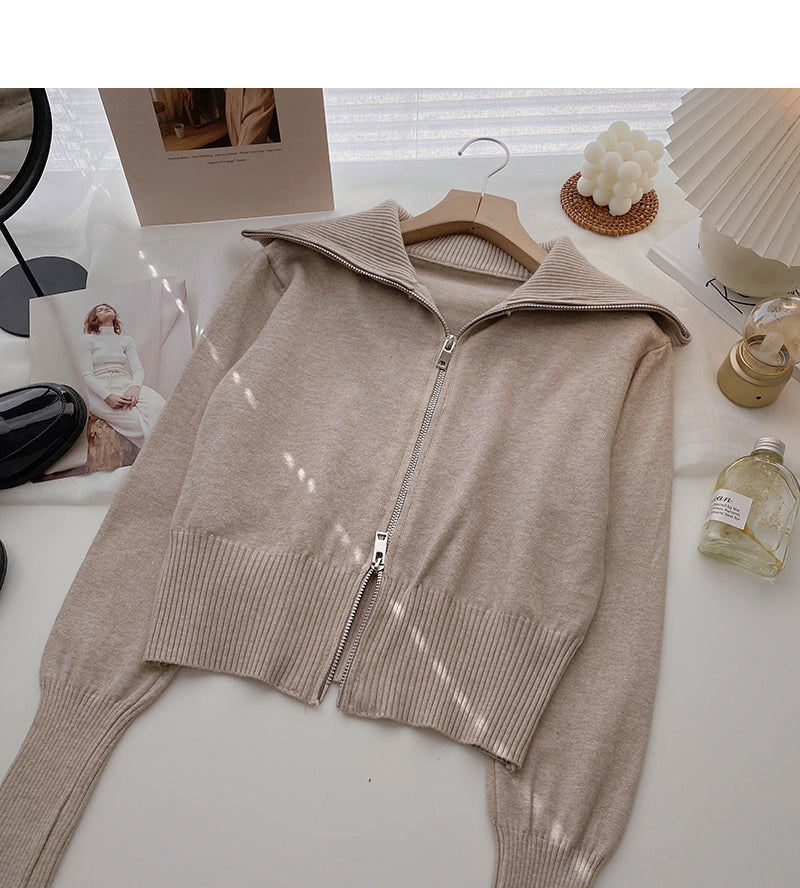 Korean fashion short Lantern Sleeve zipper top  6647