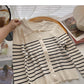 Design sense color blocking stripes show thin slim Lapel top  6553