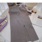 Korean version of A-line skirt with a high waist and a fork  5760