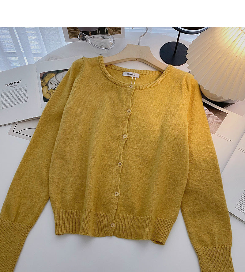 Cardigan Strickmantel einfarbig Langarm Einreiher Top 6661