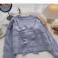 Nischendesign Fashion Fungus Edge V-Neck Langarm Top Fashion 5906