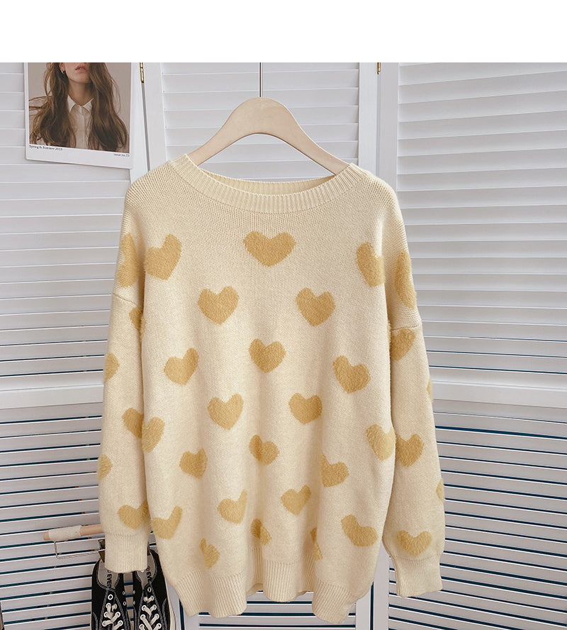 Pull jacquard Lazy Wind Love à manches longues et fines, marée 6172
