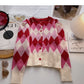 Lingge Kontrastfarbe süßer Retro-Langarmpullover 6206