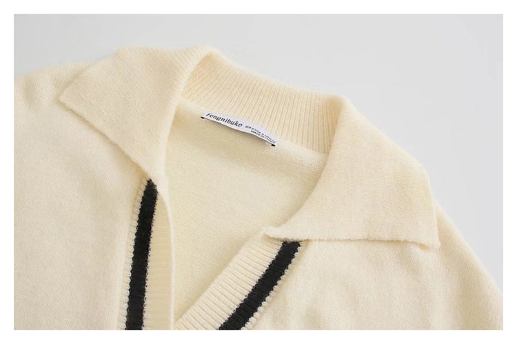 Col polo polyvalent en tricot fendu sur le côté 7432