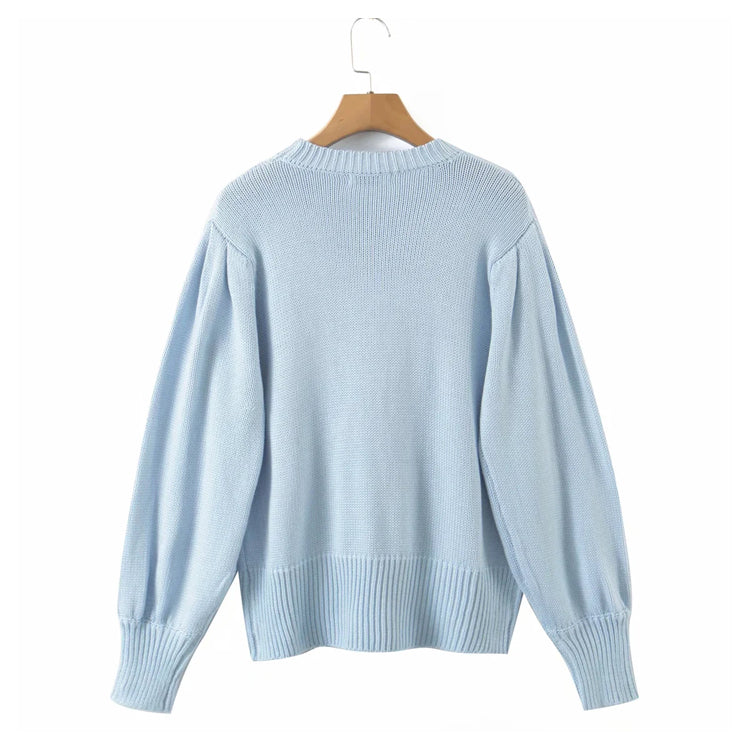 Dreidimensionaler Sonnenblumen-Pullover locker gestrickter Pullover 7299
