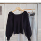 Vintage Lantern Sleeve square neck sweater looks thin and fashionable  6162
