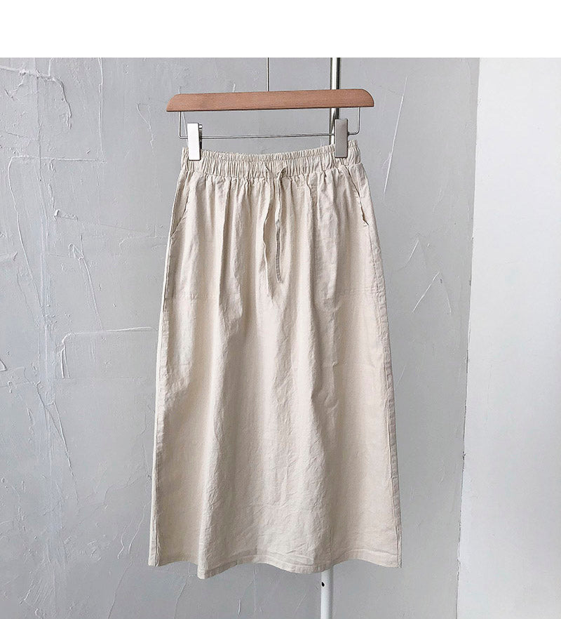 New Korean version simple and versatile elastic waist skirt  5685