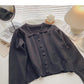 New Korean design sense Lapel slim long sleeve top  5869