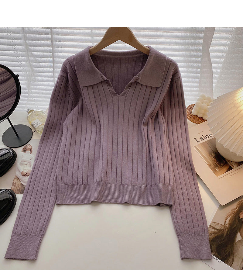 Reversfaden-Pullover Pullover Langarm-Top 6570