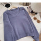 Korean design personalized V-neck hollowed out long sleeves look thin  6128