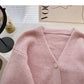 Haut à manches longues à simple boutonnage et perles de style rétro coréen 6023