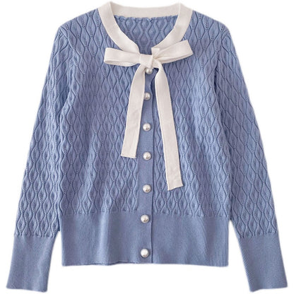 Sanftes Bandage-Perlenknopf-Langarm-Top 6599