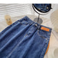 Denim skirt with high waist and split design  5698