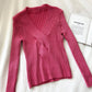 V-Ausschnitt, schmal, langärmlig, schmaler Schnitt, Netzstoff, rot, Pit-Strip-Pullover, Damen 6501