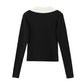 Ribbon design long sleeved sweater, foreign style and slim fit  7417