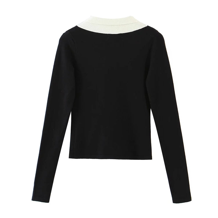 Ribbon design long sleeved sweater, foreign style and slim fit  7417