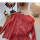 Koreanische Version, dünne, langärmlige, vielseitige, einfarbige Strickjacke mit Rundhalsausschnitt 6550