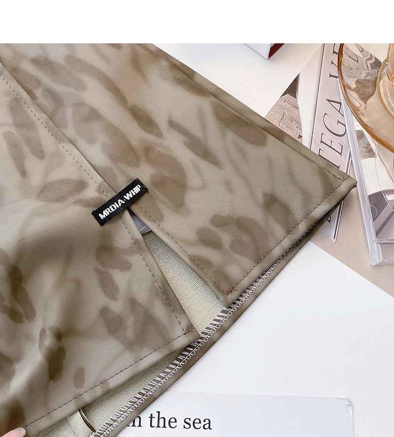 Personalisierter Mode-Retro-Halo-gefärbter Leopardendruck, dünner Rock in A-Linie mit hoher Taille 5523