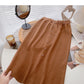 Leisure port style solid high waist button split A-line skirt  5804