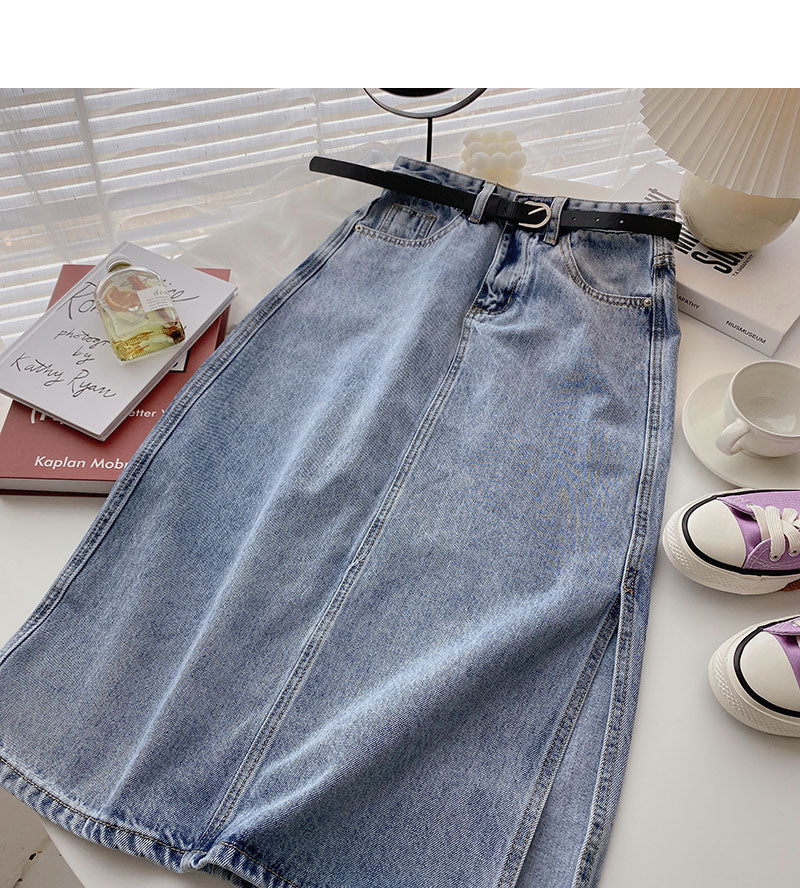 Koreanischer geteilter A-förmiger Moderock mit hoher Taille und schlankem Design 5709