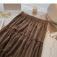 Retro High waist elastic pleated slim A-line skirt  5779