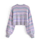 Tie dyed design exposed navel short sweater is fashionable and versatile  7259