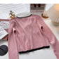 Xiaoxiangfeng V-neck color matching bow knit  6632