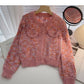 Small fragrance temperament color knitted long sleeve short top  5945