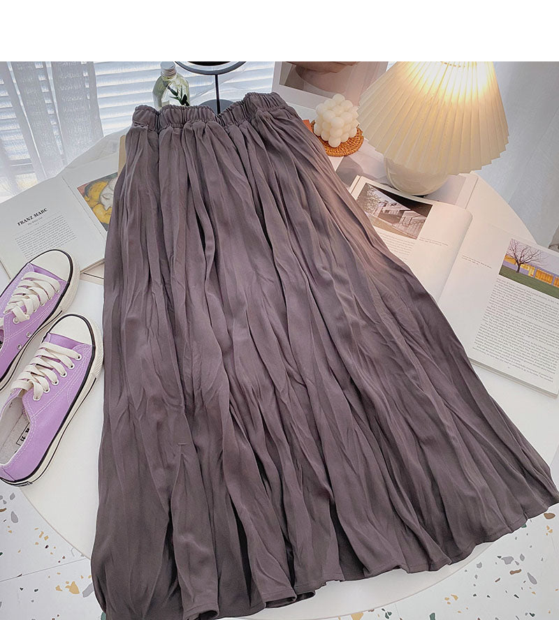 Hong Kong style solid color pleated skirt  5778