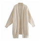 Lazy wind loose medium length knee length knit cardigan  7183