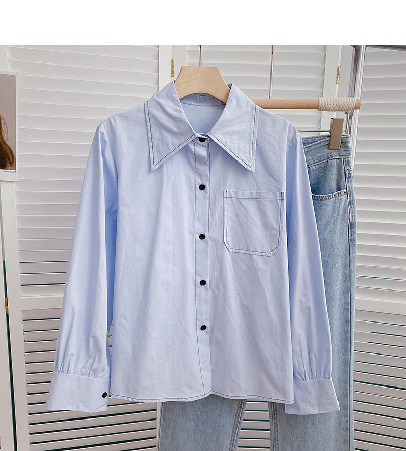 Korean slim retro design open line Lapel top  6383