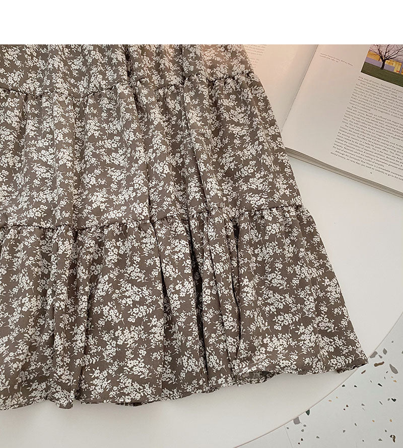 Elastischer Rock in A-Linie mit hoher Taille im Vintage-Stil 5773