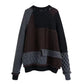 Fashion loose round neck Beaded patchwork sweater  7512