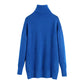New solid color versatile loose stand collar sweater  7390