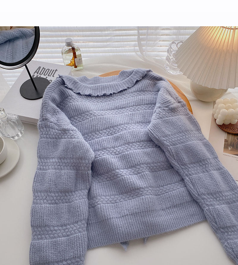 Nischendesign Fashion Fungus Edge V-Neck Langarm Top Fashion 5906