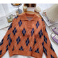 Revers-Pullover im Rauten-Kontrasttop 6050