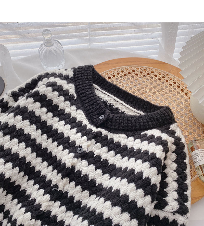 Korean version of foreign style aging stripe design long sleeve top  5914
