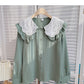 Lace doll neck Vintage age reducing shirt  6403