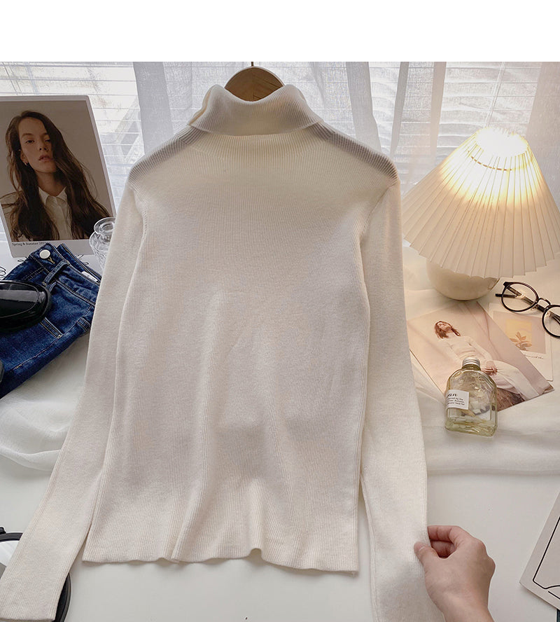 Korean high neck Pullover long sleeve slim slim top  6646