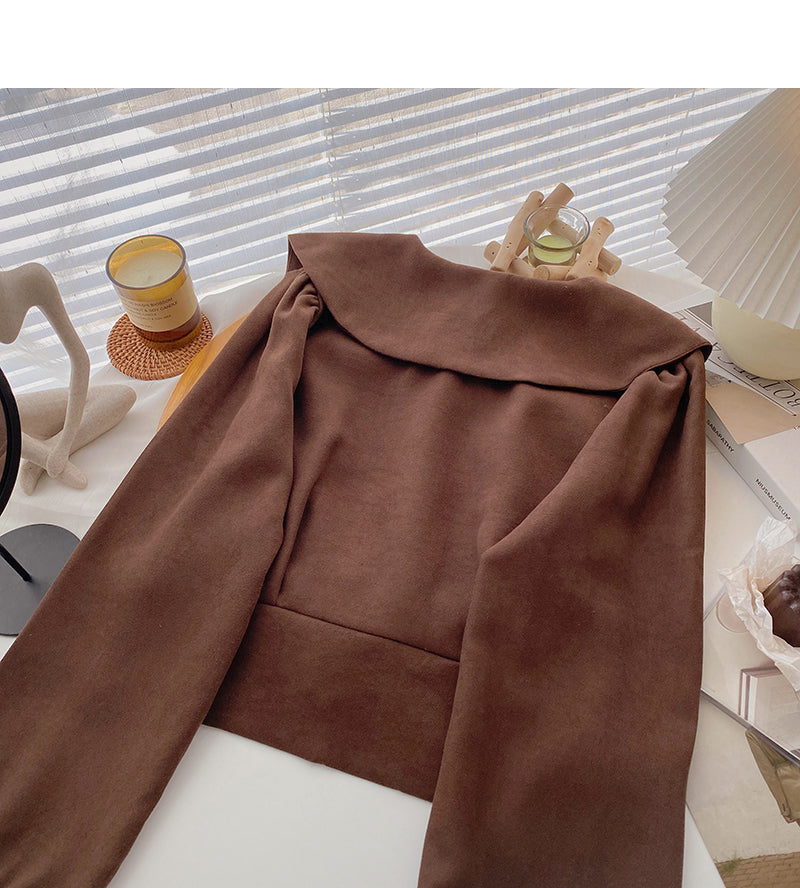 Doll collar long sleeve shirt Korean version is thin and versatile  6348