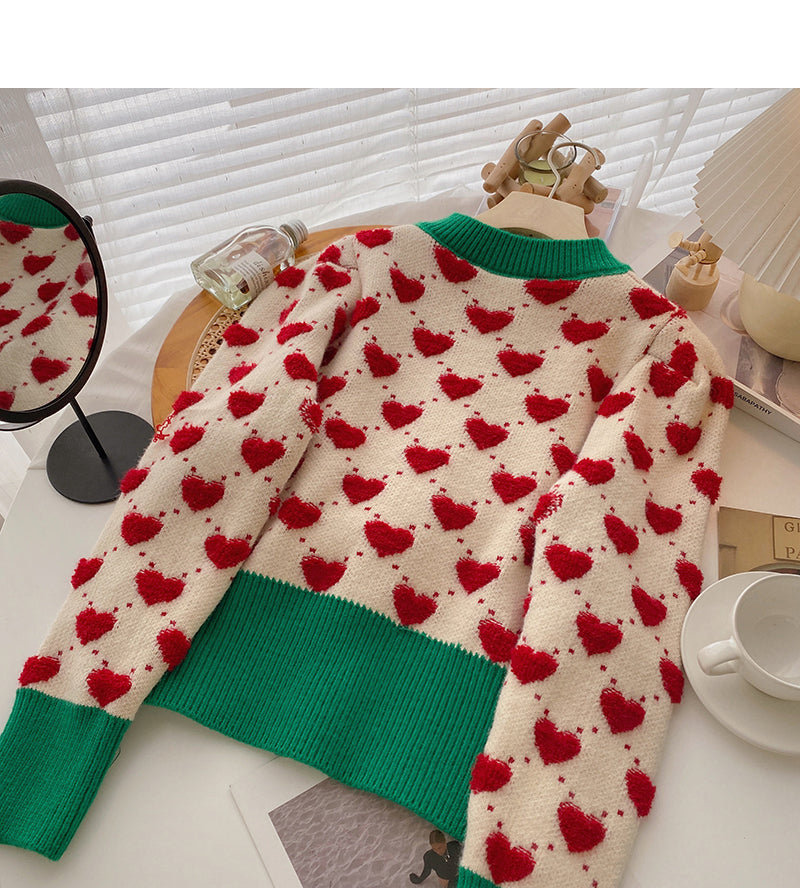 Flocked Love Vintage jacquard nail bead sweater  6198