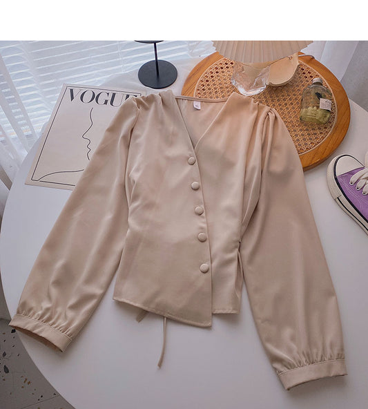 Chemise à manches lanterne française niche bandage 6280