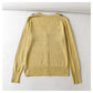 V-neck rhombic jacquard loose thin knit cardigan top  7443