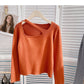 Hohler Pullover mit Rundhalsausschnitt in kleinem Design 6629