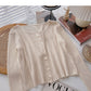 Knitted cardigan women's lazy style solid color versatile long sleeve top  6684