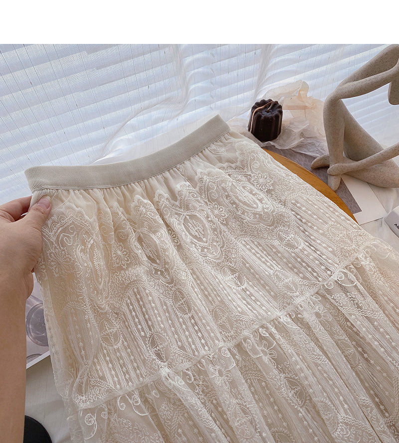 The new Korean version is gentle and thin A-line skirt  5811