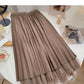 Niche design Vintage high waist A-line skirt with mesh  5787