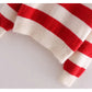 Striped crew neck Pullover long sleeve sweater loose sweater top  7458