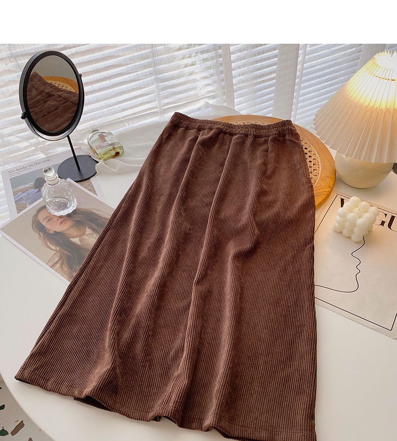Rock in A-Linie mit hoher Taille, vertikales und geteiltes Design 5734