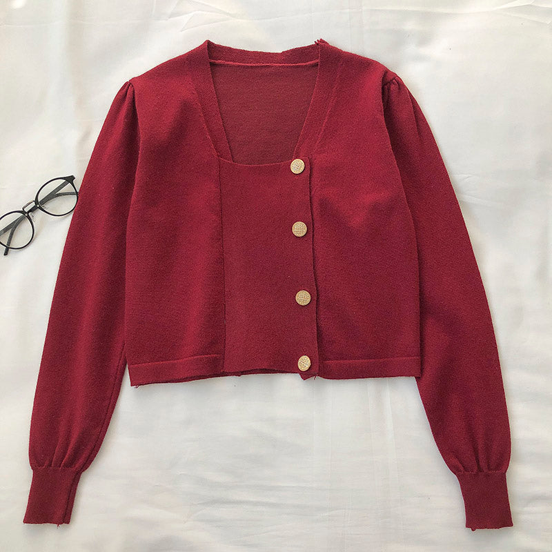 Slim single breasted long sleeved sweater for women  6528